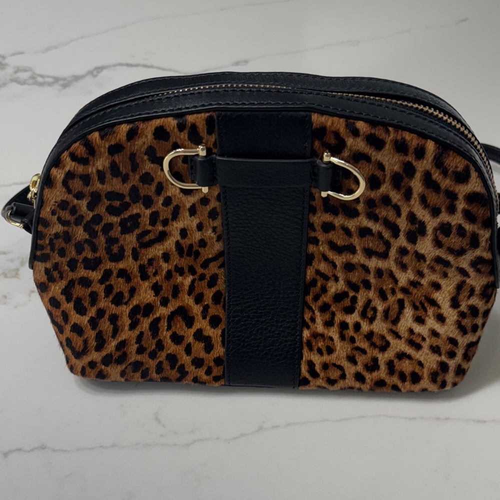 Talbots Leopard and Black Crossbody Bag